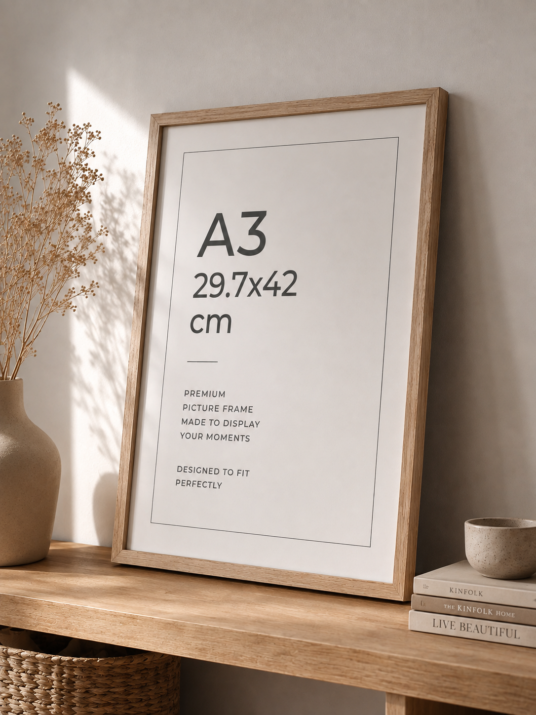 Oak A3 wall-hanging photo frame